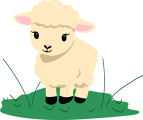 Adorable cartoon lamb with fluffy white wool and a sweet smile, perfect for children's designs, nursery decor, and Easter themes. This cute sheep illustration adds a warm and playful touch to any proj © Katerina
