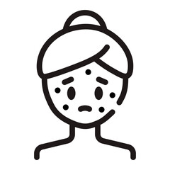 Woman with acne face outline icon