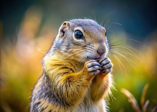 Adorable Belding's ground squirrel portrait: a cute rodent face scratch, captured in stunning wildlife photography.