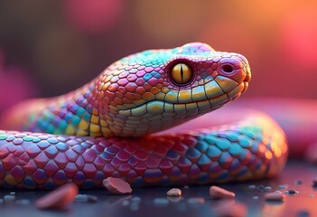 Fototapeta premium A close-up of a green lizard with detailed scales and an intense eye, showcasing the beauty of nature and wildlife