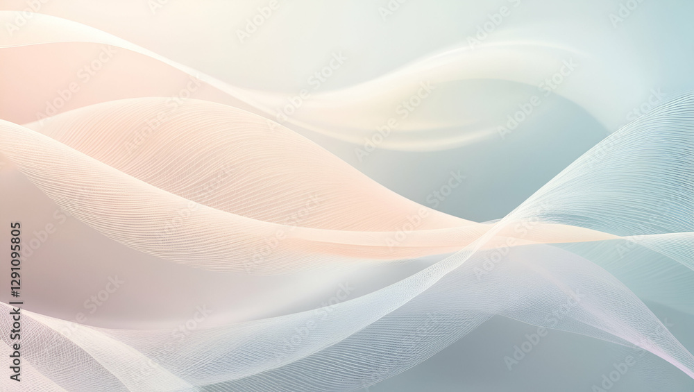 Poster a subtle and elegant abstract background featuring flowing pastel waves with a smooth gradient effec