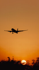 airplane at sunset
