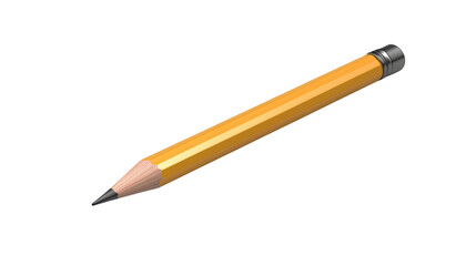 A simple yellow pencil with a black tip and silver ferrule, ideal for illustration and design projects.