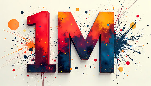 One Million Followers Celebration, Colorful Paint Splatter
