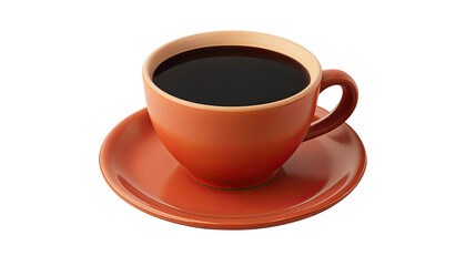 Obraz premium A steaming cup of black coffee sits on a saucer, ready to be enjoyed. Perfect for coffee lovers and cozy moments.