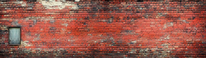 Weathered Red Brick Wall with a Small Window - A Study of Urban Textures and Character
