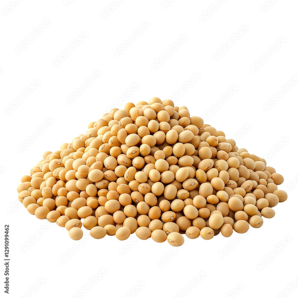 Poster heap of fresh soybeans isolated on a transparent background showcasing their natural color and textu