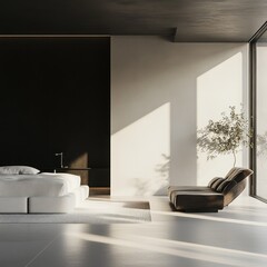 Modern bedroom interior with minimalist design