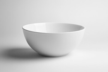 White bowl, made of plastic material, front view, against a white background, professional color grading