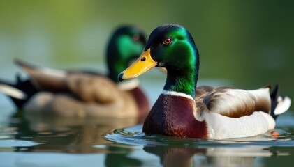 Obraz premium Lake Merritt ducks, close-up view showing plumage detail , capture, image, feather