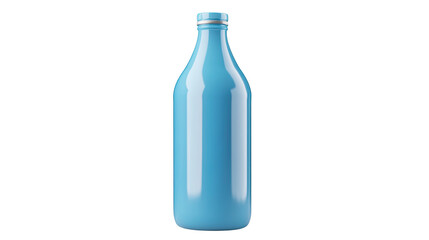 A vibrant blue bottle standing upright, showcasing modern design and unique color, perfect for beverage branding.