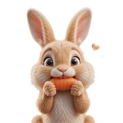 cute bunny eating carrot