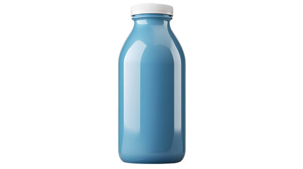 A vibrant blue bottle filled with a refreshing drink, perfect for summer days and creative presentations.