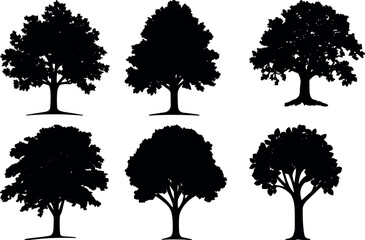 Tree bundle design silhouette vectors