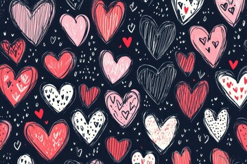 Naklejka premium Charming hand-drawn heart designs for romantic events, holiday decorations, textile crafts, digital invitations, wallpapers, and creative projects
