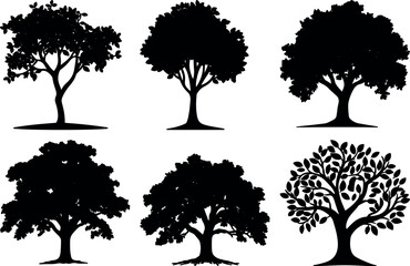 Tree bundle design silhouette vectors