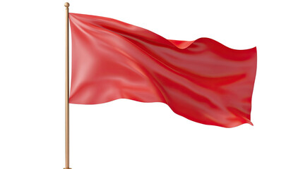 A vibrant red flag waving gently in the wind, symbolizing passion, power, and strong emotions.