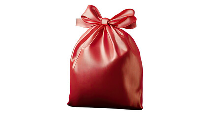 Obraz premium A vibrant red gift bag with a satin finish and bow, perfect for celebrations and special occasions.