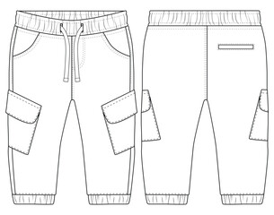 KIDS AND INFANT WEAR BABY BOY Cargo PANTS VECTOR illustration DESIGN