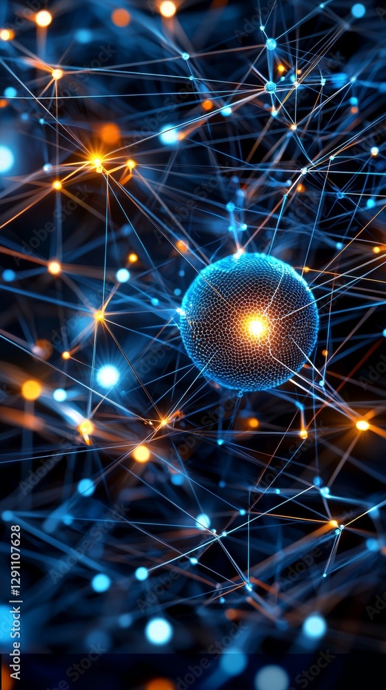 Aufkleber abstract network connection glowing digital realm network visualization tech environment close-up vi