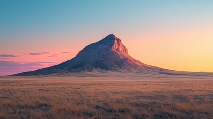 Majestic Mountain Landscape Under Colorful Sky at Dusk