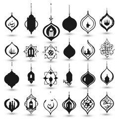 Design concept creative abstract logo collection Islamic raditional muslim symbols of Ramadan Mubarak