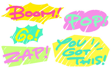 手書き文字素材。元気で力強いメッセージセット。