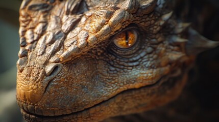 Fototapeta premium Closeup of a Reptilian Creature with Golden Eyes and Detailed Scales