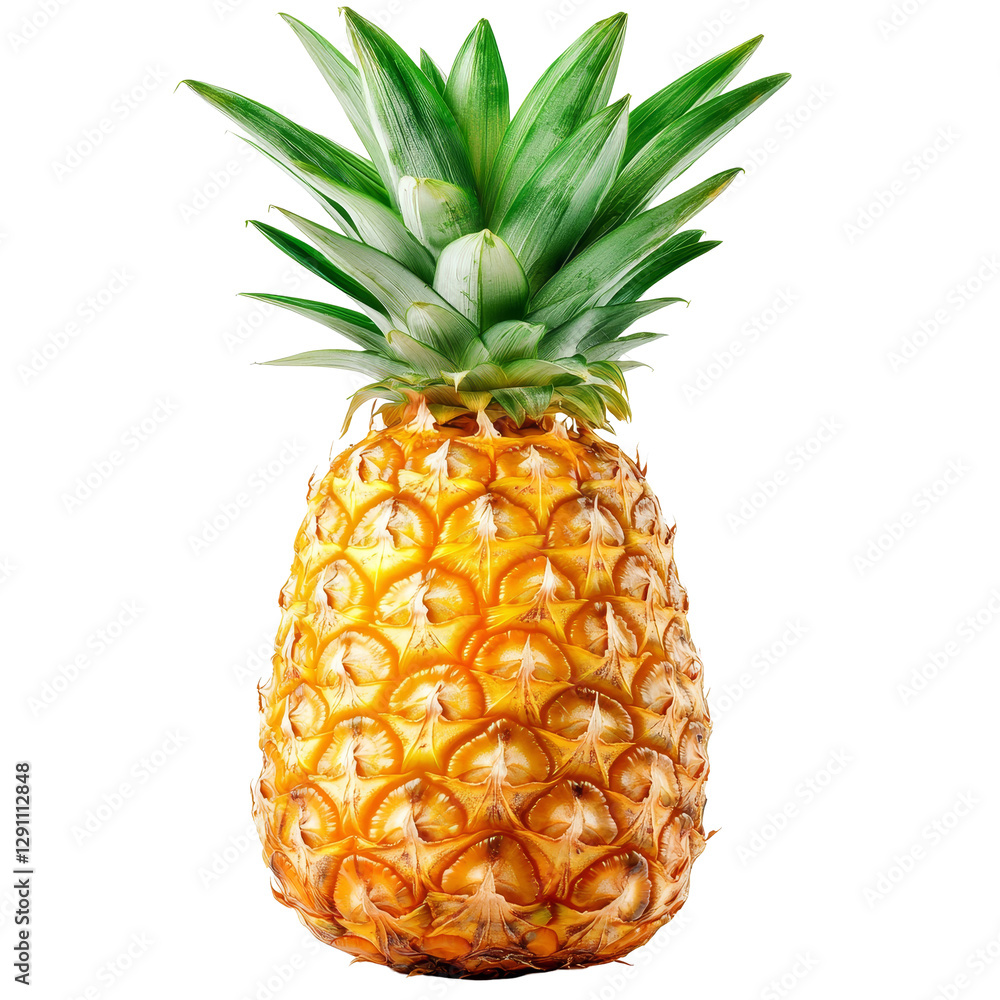 Poster fresh pineapple isolated on a transparent background showcasing its vibrant color and distinctive te