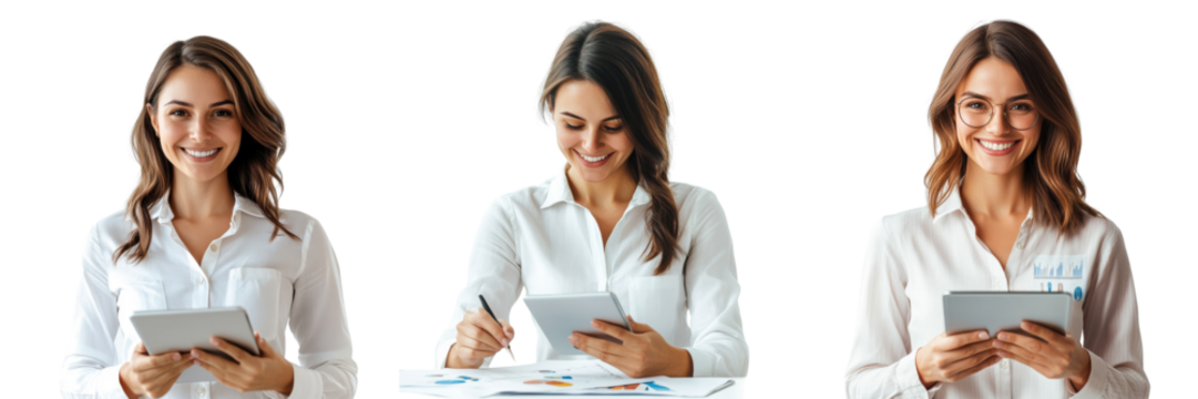 A Set of Inspiring Female Financial Manager Portraits Demonstrating Confidence and Professional Grace, Isolated on transparent Background - Powered by Adobe