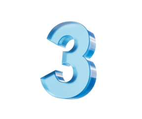 3d Glossy Blue number 3 or Three with a gradient of blue shades. 3d illustration
