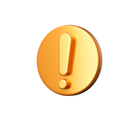 3D Golden icon with Exclamation mark for alert, warning or important notice. 3d illustration