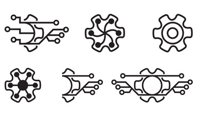 collection technology dot logo design. symbol tech, internet, system, Artificial Intelligence and computer. inspiration logo design modern