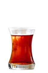 Slim waist tea glass in png format. Traditional Turkish tea equipment transparent background.