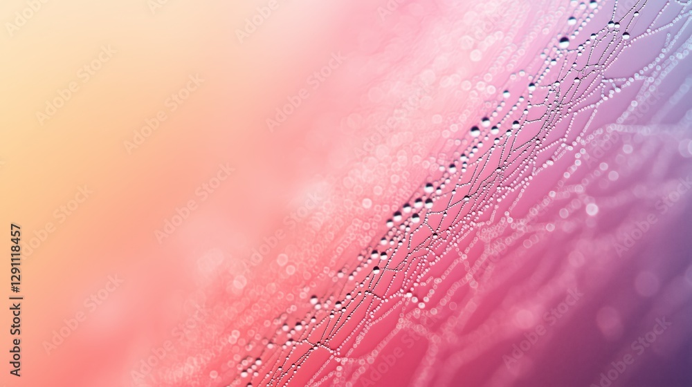 Poster delicate droplets on web against colorful background