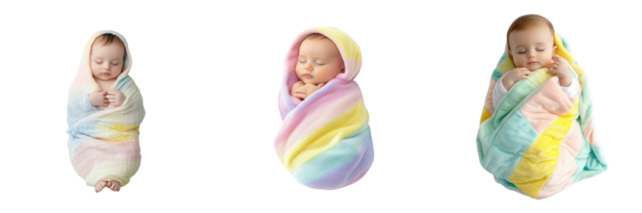 A Set of Cherubic Baby Enveloped in a Delicate Blanket Radiating Soft Love and Pure Innocence for a Cozy Display Isolated on transparent Background