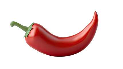 Fresh red chili pepper isolated on white background, perfect for adding spice and flavor to various dishes.