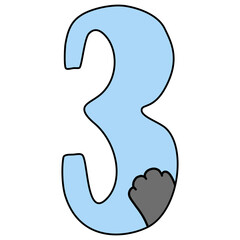 Number lettering with cat paws 