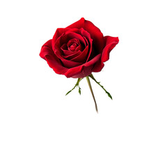 Fototapeta premium A beautiful red rose stands alone against a clean transparent background symbolizing love and elegance, Red rose isolated on transparent background