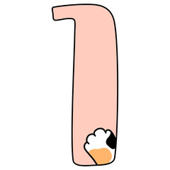 Number lettering with cat paw 