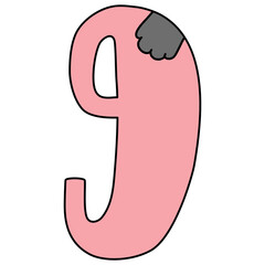 Number lettering with cat paw 