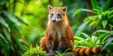Obraz premium A striking red coati portrait, showcasing the wildlife of Mexico and Central America.