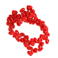 Red abstract hearts isolated on transparent background