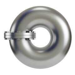 Abstract circular pipe with industrial elements isolated on transparent background