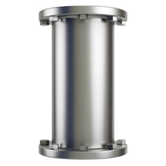 Metal pipe with industrial elements isolated on transparent background