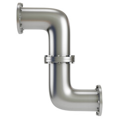Metal pipe with industrial elements isolated on transparent background