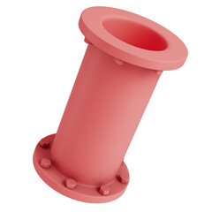 Abstract pink pipe with industrial elements isolated on transparent background