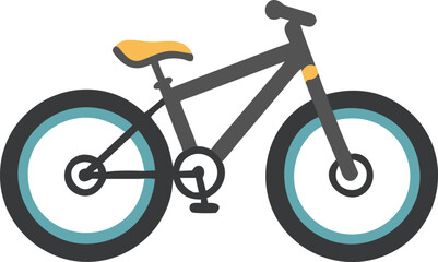 Fototapeta premium Mountain Bike Illustration Gray Frame, Yellow Seat, Teal Wheels