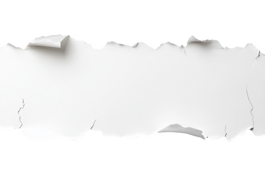 Torn white paper with jagged edges creates a unique background for various designs and text placements.