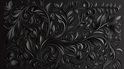 Stunning Black Floral Design: An Intricate 3D Pattern